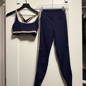 Splits59 Navy and Beige Leggings Set